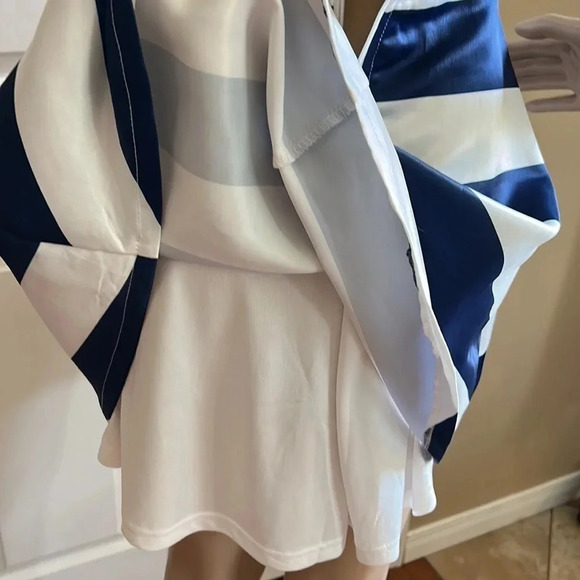 Colorblock flounce striped pleated dress,S, slight shimmer EC, coastal,fit&flare - Picture 8 of 13